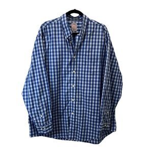Brooks Brothers 1818 Supima Cotton Blue White Plaid Button Down Shirt Mens XL